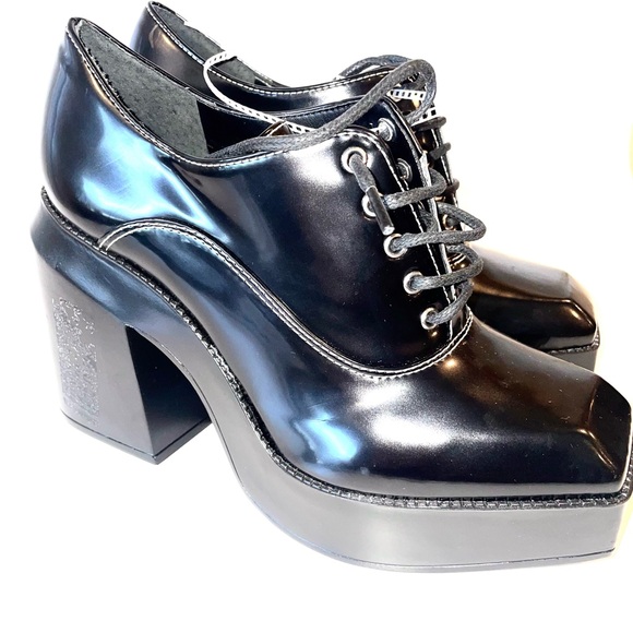 Gianni Bini City Girl Black Oxford Platform Shoes NEW NO TAGS NO BOX NARROW FIT - Picture 3 of 8